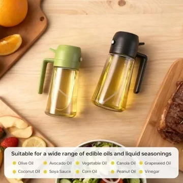 2Pack Glass Oil Sprayer with Portion Control and Labels