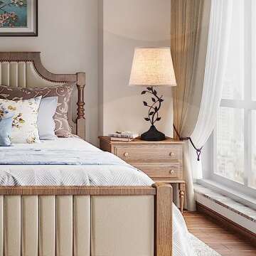 Kakanuo USB Charging Bedside Nightstand Lamp for Living Room and Bedroom - Traditional Tall Retro Desk Lamp with USB-A and USB-C Ports