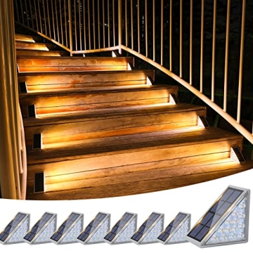 VOLISUN Outdoor Stair Lights 8 Pack, Solar Step Lights Waterproof IP67,80 Lumen, Led Step Lights Out...