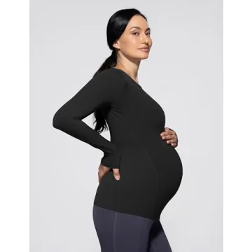 PoshDivah Maternity Long Sleeve Top for Expectant Moms