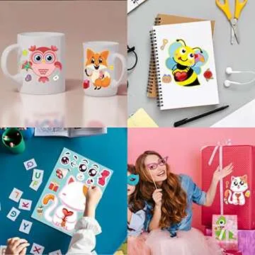 32 Sheets Valentine’s Day Make a Face Stickers,Make Your Own Stickers Valentine for Kids,8 Designs of Animal Little Angel Stickers for Boys Girls Valentine's Day Activities Party Favors Supplies