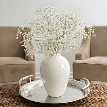 Willowy Porcelain Vase - White Ceramic Vase, 10inch Modern Design for Decor, Farmhouse Style, Large Vase for Pampas Grass, Durable, Leak Proof, Versatile