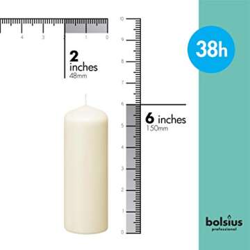 Bolsius Ivory Pillar Candles – 2x6 Unscented Candle Set of 20 – Dripless, Smokeless, and Clean B...