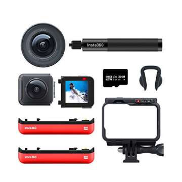 Insta360 ONE R Ultimate Kit – 5.3K 1-Inch Sensor Action Camera & 5.7K 360 Camera with Interchangeable Lenses, Stabilization, Waterproof (Selfie Stick, 32GB Memory Card, Battery Bundle)