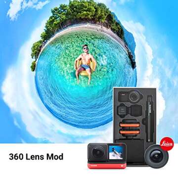 Insta360 ONE R Ultimate Kit – 5.3K 1-Inch Sensor Action Camera & 5.7K 360 Camera with Interchangeable Lenses, Stabilization, Waterproof (Selfie Stick, 32GB Memory Card, Battery Bundle)