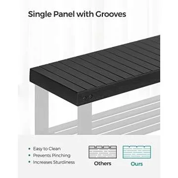 SONGMICS Shoe Rack Bench, 3-Tier Bamboo Shoe Storage Organizer, Entryway Bench, Holds Up to 286 lb, 11.3 x 27.6 x 17.8 Inches, for Entryway Bathroom Bedroom, Black ULBS04H