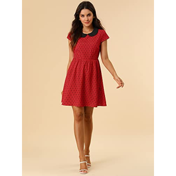 Chic Polka Dots A-Line Dress with Peter Pan Collar