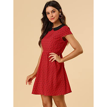 Chic Polka Dots A-Line Dress with Peter Pan Collar