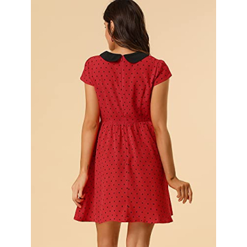 Chic Polka Dots A-Line Dress with Peter Pan Collar