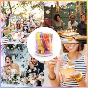 MAQIHAN Mini Spoons - 100PCS Multi-Color Disposable Spoons for Desserts
