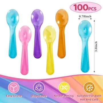 MAQIHAN Mini Spoons - 100PCS Colorful Disposable Dessert Spoons