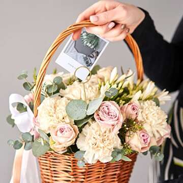 Hotop 30 Pcs Floral Card Holder Pick Metal Wire Flower Place Card Holder Stick 13.4 In Picture Photo Memo Holder Gold Round Floral Gift Stick Clip for Centerpiece Table Wedding Baby Shower Party Favor