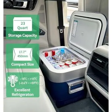 Megiu Car Refrigerator, Portable Car Fridge 12V Refrigerator 23 Quart (22 Liter) Freezer Compressor ...