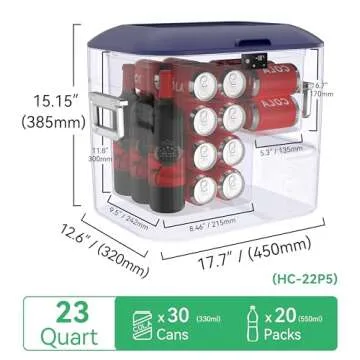 Megiu Car Refrigerator, Portable Car Fridge 12V Refrigerator 23 Quart (22 Liter) Freezer Compressor Cooler 12V/24V DC 110～240 V AC for Outdoor, Camping, Travel, Home Use -18℃~+15℃ (Blue)