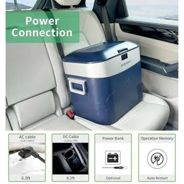 Megiu Car Refrigerator, Portable Car Fridge 12V Refrigerator 23 Quart (22 Liter) Freezer Compressor Cooler 12V/24V DC 110～240 V AC for Outdoor, Camping, Travel, Home Use -18℃~+15℃ (Blue)