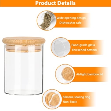 Elegant 6 oz Glass Spice Jars with Bamboo Lids for Kitchen