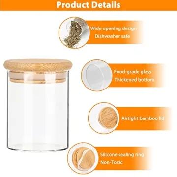 Elegant 6 oz Glass Spice Jars with Bamboo Lids for Kitchen