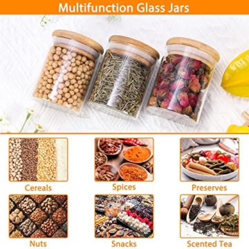 Elegant 6 oz Glass Spice Jars with Bamboo Lids for Kitchen