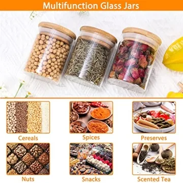 Elegant 6 oz Glass Spice Jars with Bamboo Lids for Kitchen