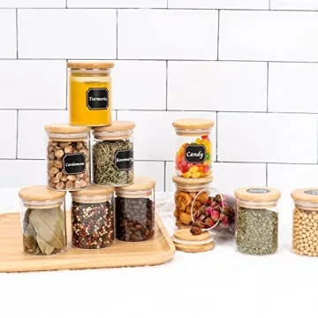 Elegant 6 oz Glass Spice Jars with Bamboo Lids for Kitchen