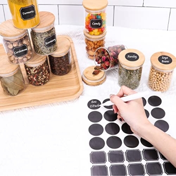 Elegant 6 oz Glass Spice Jars with Bamboo Lids for Kitchen