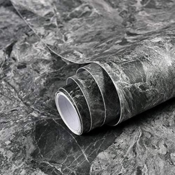 Gray Marble Paper Granite Peel and Stick Wallpaper for Countertop Decoration Easy to Apply Removable...