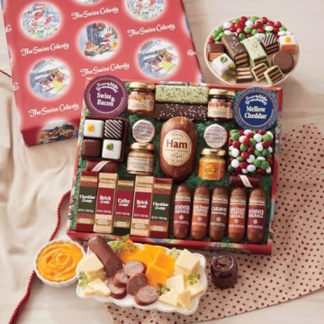 Swiss Colony 25 Holiday Favorites - Assorted Sausages, Cheese, and Sweet Treats with Merry Christmas...