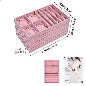 ProCase Stackable Jewelry Organizer Trays for Drawers, Jewelry Drawer Inserts Container Display Case...