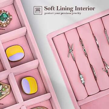 ProCase Stackable Jewelry Organizer Trays for Drawers, Jewelry Drawer Inserts Container Display Case Storage for Earring Necklace Rings Bracelet with Removable Dividers -Dustypink, 4 Layers