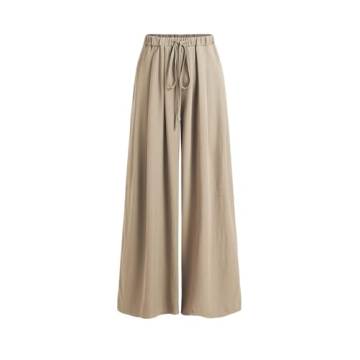 CIDER Elastic Waist Wide Leg Trousers: Stylish Khaki for All Occasions