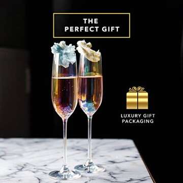 Dragon Glassware Champagne Flutes Glass - 8 oz Iridescent Crystal Champagne Glasses Set of 2 - Mimosa and Cocktail Drinkware - Unique and Fun Barware Gift