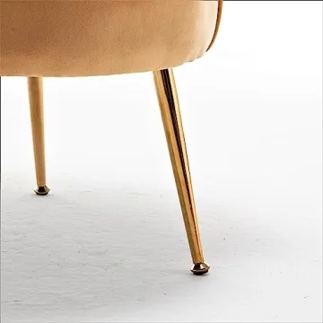 Velvet Barrel Accent Chair with Scalloped Back and Gold Legs