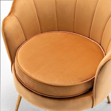 Velvet Barrel Accent Chair with Scalloped Back and Gold Legs