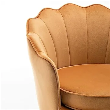 Velvet Barrel Accent Chair with Scalloped Back and Gold Legs
