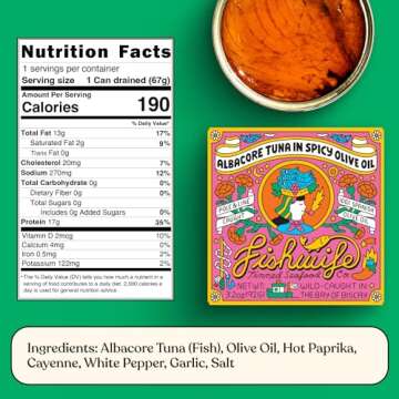 Fishwife Albacore Tuna in Spicy Olive Oil 3-Pack (3.2 Ounce) | Wild-Caught & Hand-Packed with Spanish Olive Oil, Hot Paprika, Cayenne, White Pepper, Garlic, and Salt | MSC-Certified Sustainable Seafood, Gluten Free, High Protein