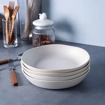 AmorArc Ceramic Pasta Bowls Set Elegant Durable Dishwasher Safe