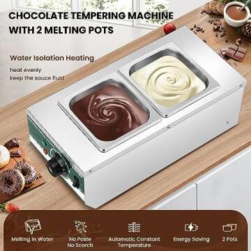 Huanyu 2-Pot Chocolate Melter 6.6LBs Electric Fondue Machine