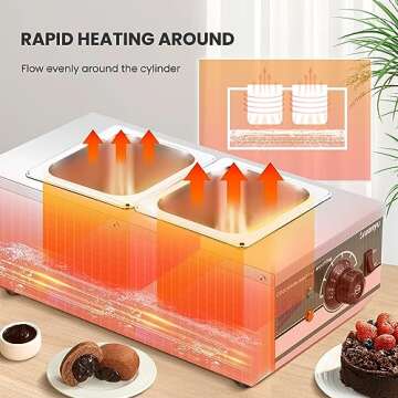 Huanyu 2-Pot Chocolate Melter 6.6LBs Electric Fondue Machine