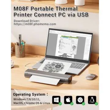Phomemo M08F Portable Printers Wireless for Travel, Thermal Printer Support 8.5" X 11" US Letter, Bluetooth Inkless Printer Compatible with iOS, Android, Laptop for Travel, Office, Home
