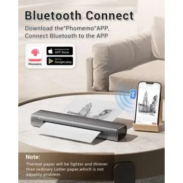 Phomemo M08F Portable Printers Wireless for Travel, Thermal Printer Support 8.5" X 11" US Letter, Bluetooth Inkless Printer Compatible with iOS, Android, Laptop for Travel, Office, Home