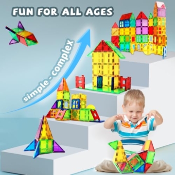 MAGBLOCK Magnetic Blocks - 70 Colorful Building Tiles for Kids