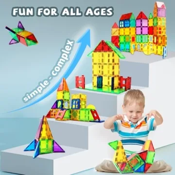 MAGBLOCK Magnetic Blocks - 70 Colorful Building Tiles for Kids