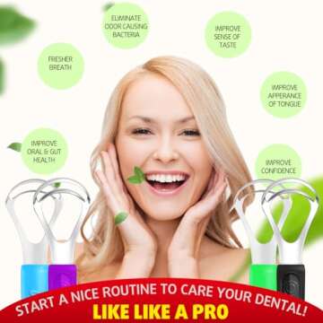 Cbiumpro 4-Pack Tongue Scraper for Adults & Kids, Stainless Steel Tongue Cleaner with Travel Case, Reduce Bad Breath