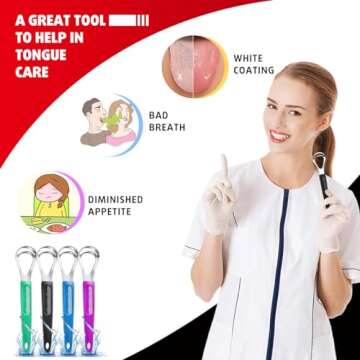 Cbiumpro 4-Pack Tongue Scraper for Adults & Kids, Stainless Steel Tongue Cleaner with Travel Case, Reduce Bad Breath