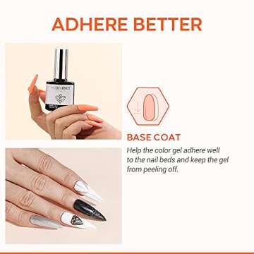modelones Gel Nail Polish Base Coat, 2025 Upgraded Formula Clear High Glossy Gel Base Coat Soak Off ...