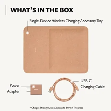 Courant Catch:3 Belgian Linen Wireless Charging Station and Valet Tray (Camel) - Compatible with iPhone 16, 15, 14, 13, 12, 11, X, SE, Galaxy S24, S23, S22, S21, S20, Note, AirPods/Pro