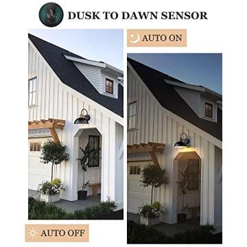 Dusk to Dawn Outdoor Lighting, HWH Modern Porch Lights Outdoor Wall, Exterior Gooseneck Barn Wall Sc...
