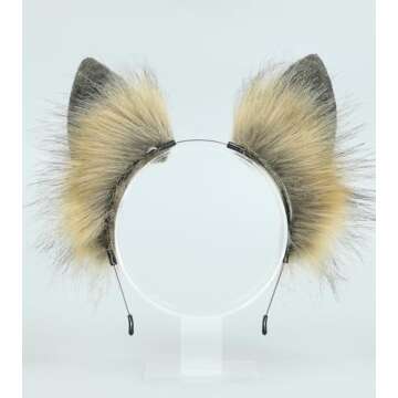 Dodheah Wolf Ears Headband Fox Cat Ears Hairband Animal Cosplay Headwear Halloween Christmas Costume...