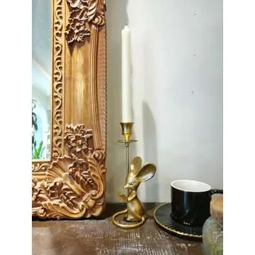 Mouse Reading Taper Candle Holders, Creative Animal Candlestick Holders, Centerpiece Table Decorative Candlelight, Dinner Metal Candle Stand, Home Decor…