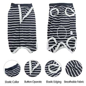 Dog Recovery Suit Abdominal Wound Puppy Surgical Clothes Post-Operative Vest Pet After Surgery Wear Substitute E-Collar & Cone(XL, Blue Stripe)